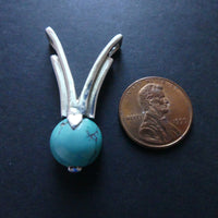 Silver and Turquoise Pendant Deco Style