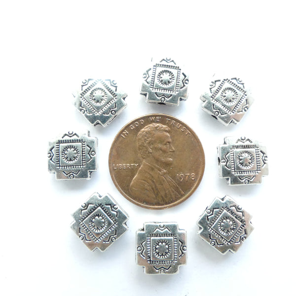 Cast Silver-tone Mini Navajo Cross, 9x9mm, Set of 20