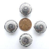 Cast Silver-tone Puffy Circle 18mm, Set of 4
