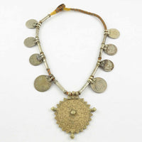 Indian Banjara Vintage Coin Necklace with Pendant, 17” long, plus 3” Pendant