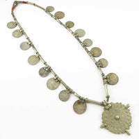 Indian Banjara Vintage Coin Necklace, 30”, plus 3” Pendant