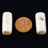 Naga Chank Shell Beads, Antique Pair of Short Tubes 1 x 7/16"