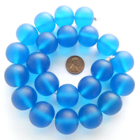 Resin Aqua Dark Matte, Large Round 20mm, Strands of 21