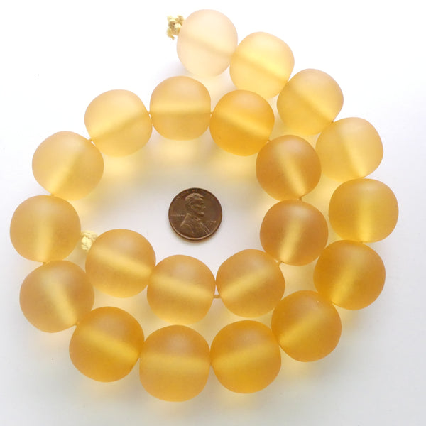 Resin Yellow Matte, Large Round 20, Strands of 21