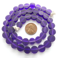 Resin Purple Dark Matte Coin Shape 10mm, Strands of 45