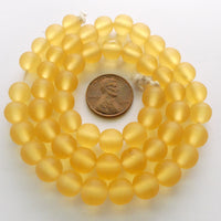 Resin Yellow Matte, 8mm Round, Strands of 50