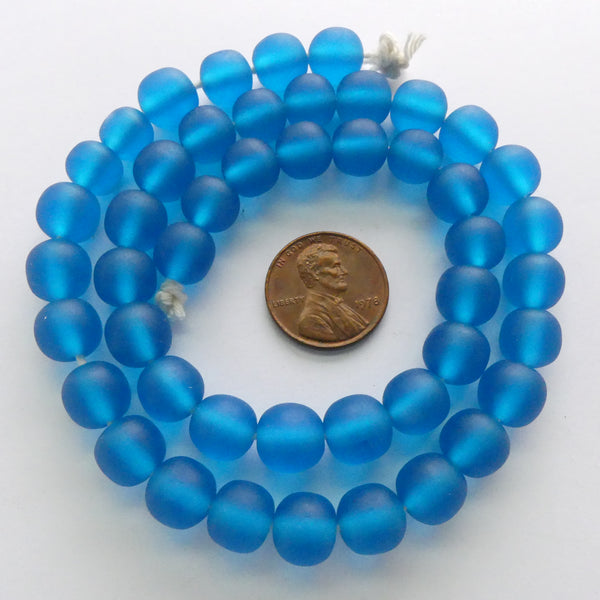 Resin Aqua Dark Matte, 8mm Rounds on Strands of 50+