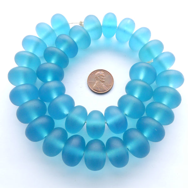 Resin Aqua Matte Oblates 12x18mm, Strand of 35