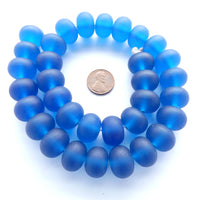 Resin Blue Matte Oblates 12x18mm, Strand of 33