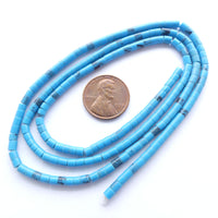 Block "Turquoise" Blue 4mm Heishi on 24-inch Strands