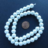 Faux Pearls, White 10mm on 15.5" Strand