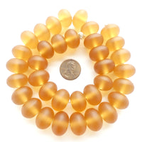 Resin Amber Dark Matte, Medium Oblates 12x17mm, 18" Strand