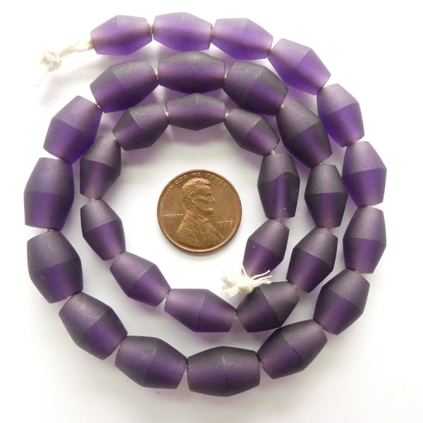 Resin Purple Dark Matte, Truncated Ovals 14x10mm, Strands of 30