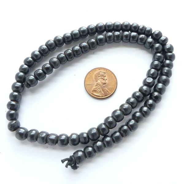 Clay, Black from Oaxaca Mexico, 6mm Round Beads on 16-inch Strand