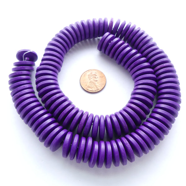 Wood Rondelles Purple, 4x15mm on 16" Strands