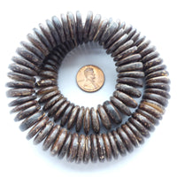 Coconut Shell, Philippine Brown Slices/Rondelles, 4x15mm on 16" Strands