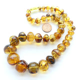 Amber Graduated Rounded Nuggets, 20" Necklace